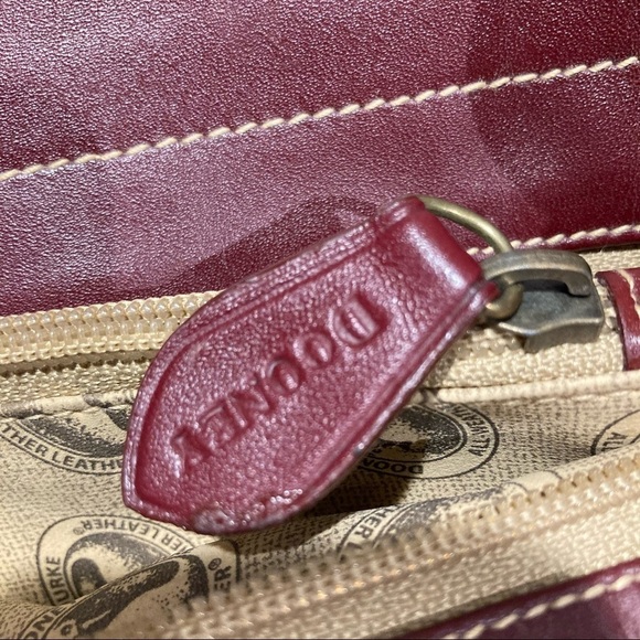 DOONEY & BOURKE All-Weather Leather Tan and Maroon Medium Sized Satchel - Picture 9 of 11